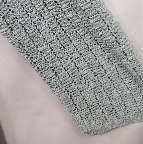 J. Jill Textured Open-Stitch V-Neck Sweater Women's L Mint Casual Minimalist - Picture 4 of 11